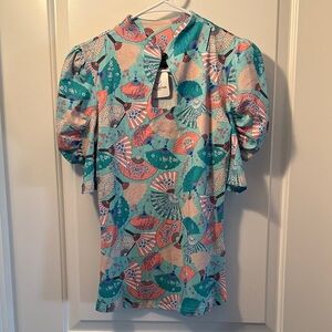 Voodoo Vixen Multicolor Fan Print Blouse